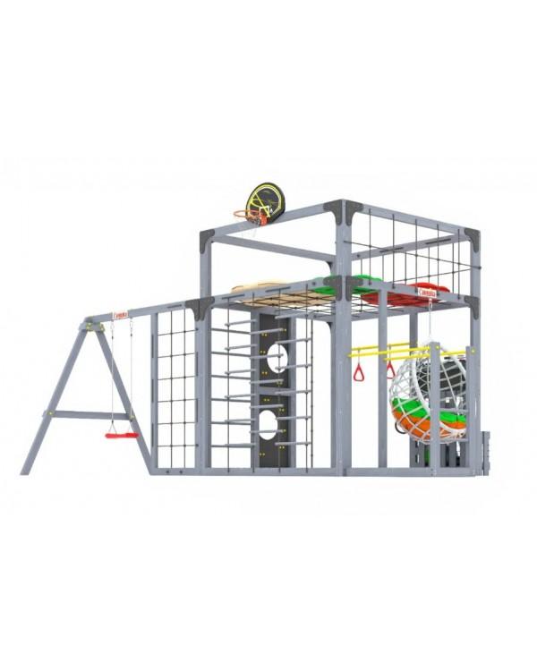 Детская площадка для дачи Савушка КУБ-6 Серый с подушками и коконом