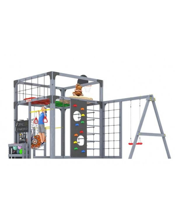 Детская площадка для дачи Савушка КУБ-6 Серый с подушками и коконом