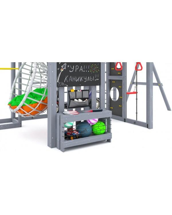 Детская площадка для дачи Савушка КУБ-6 Серый с подушками и коконом