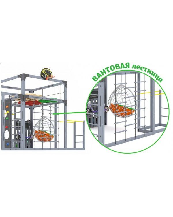 Детская площадка для дачи Савушка КУБ-6 Серый с подушками и коконом