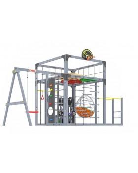 Детская площадка для дачи Савушка КУБ-6 Серый с подушками и коконом