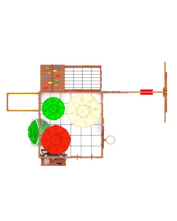 Детская площадка для дачи Савушка КУБ-7 Махагон с качелями Лодочка и коконом