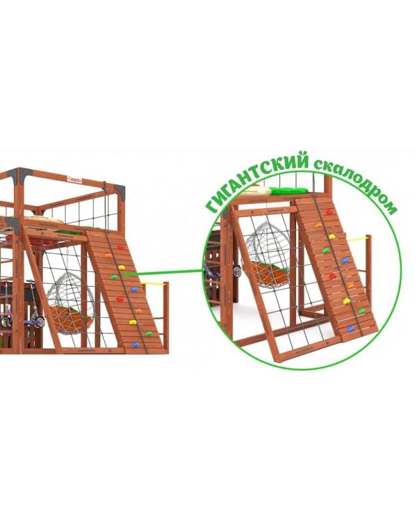 Детская площадка для дачи Савушка КУБ-7 Махагон с качелями Лодочка и коконом