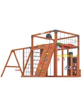 Детская площадка для дачи Савушка КУБ-7 Махагон с подушками и качелями Лодочка