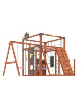 Детская площадка для дачи Савушка КУБ-7 Махагон с качелями Лодочка