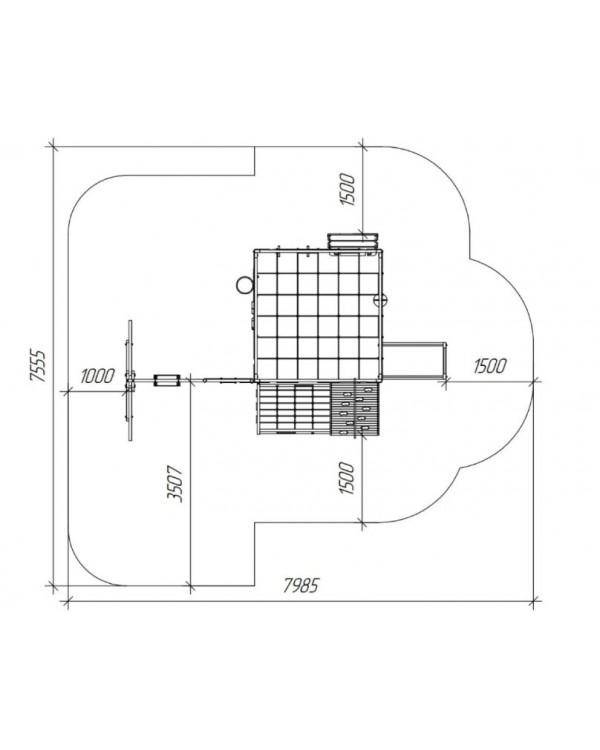 Детская площадка для дачи Савушка КУБ-7 Махагон с качелями Лодочка и коконом