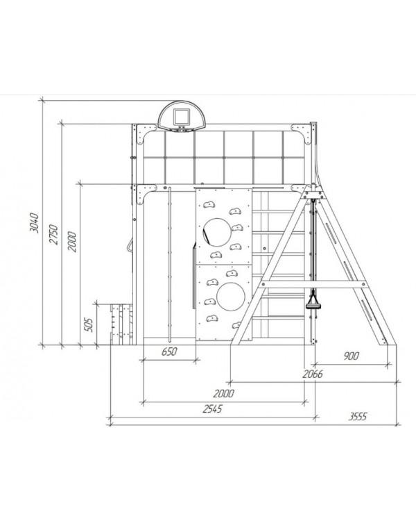 Детская площадка для дачи Савушка КУБ-7 Махагон с качелями Лодочка и коконом