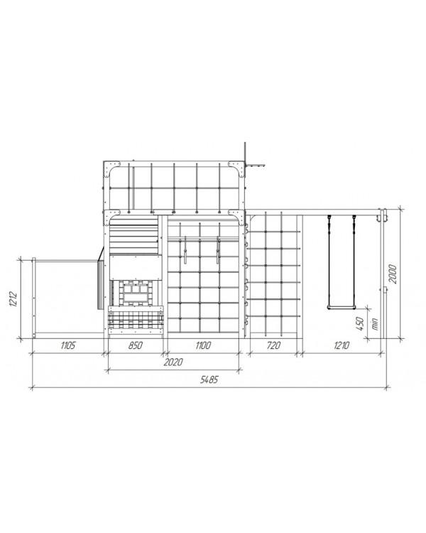 Детская площадка для дачи Савушка КУБ-7 Махагон с качелями Лодочка и коконом