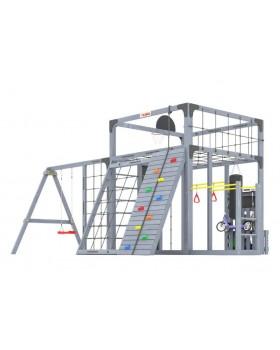 Детская площадка для дачи Савушка КУБ-7 Серый с качелями Лодочка