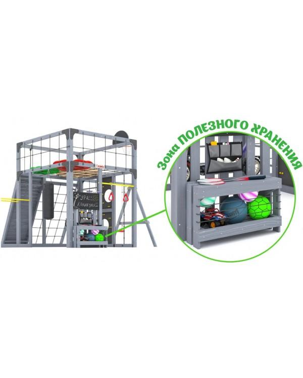 Детская площадка для дачи Савушка КУБ-7 Серый с подушками и качелями Лодочка