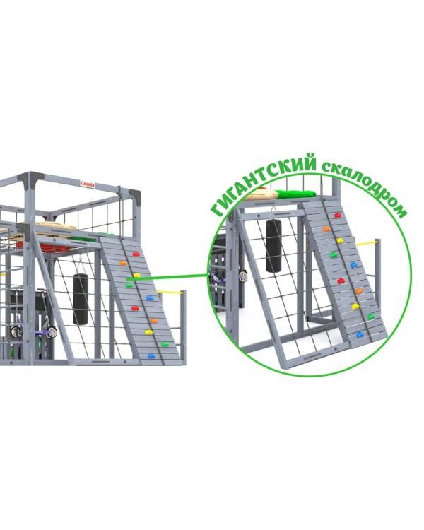 Детская площадка для дачи Савушка КУБ-7 Серый с подушками и качелями Лодочка