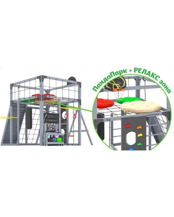 Детская площадка для дачи Савушка КУБ-7 Серый с подушками и качелями Лодочка