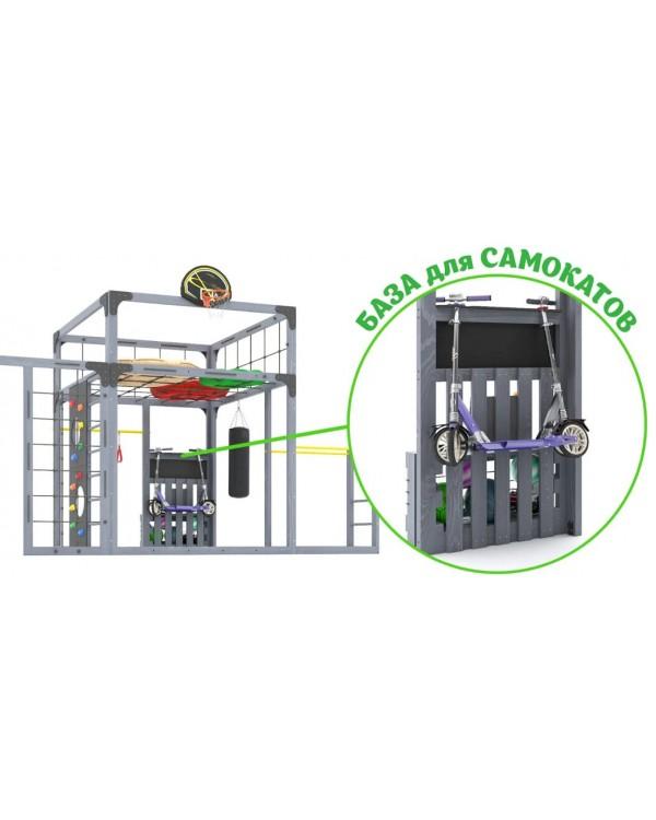 Детская площадка для дачи Савушка КУБ-7 Серый с подушками и качелями Лодочка