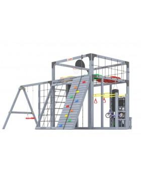 Детская площадка для дачи Савушка КУБ-7 Серый с подушками и качелями Лодочка