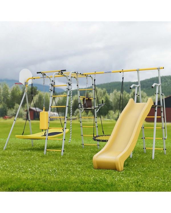 Дачный комплекс Romana Fitness-PRO с горкой 1200 мм комплект №9 серый жёлтый