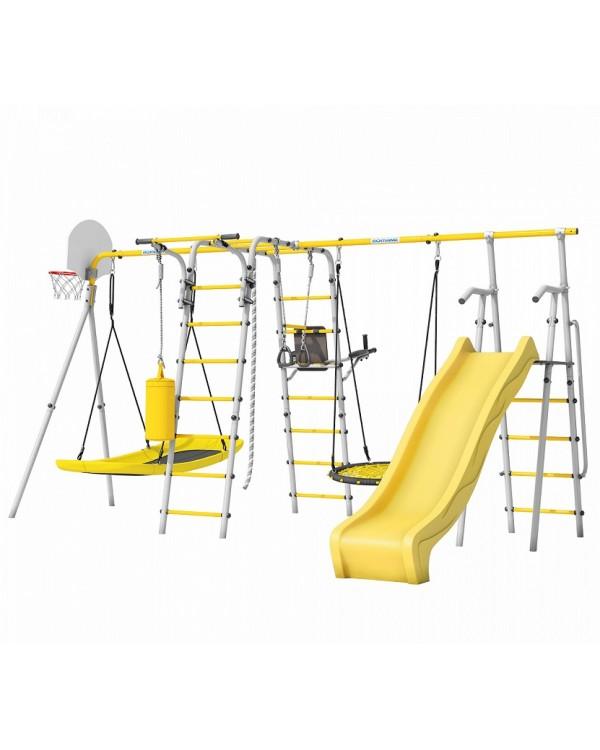 Дачный комплекс Romana Fitness-PRO с горкой 1200 мм комплект №9 серый жёлтый