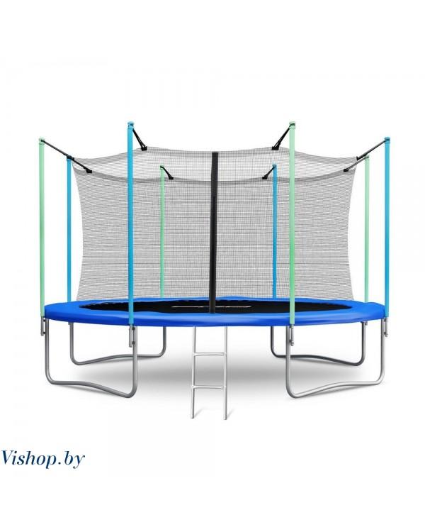 Батут Atlas Sport 374 см с внутренней сеткой и лестницей BLUE